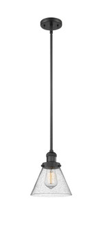 Cone - 1 Light - 8 inch - Matte Black - Stem Hung - Mini Pendant (3442|201S-BK-G44)