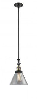 Cone - 1 Light - 8 inch - Black Antique Brass - Stem Hung - Adjustable Mini Pendant (3442|206-BAB-G42-LED)