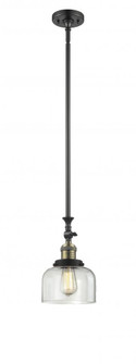 Bell - 1 Light - 8 inch - Black Antique Brass - Stem Hung - Adjustable Mini Pendant (3442|206-BAB-G72)