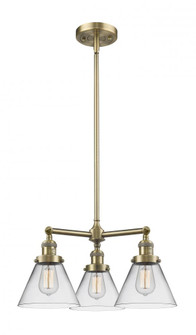 Cone - 3 Light - 22 inch - Antique Brass - Stem Hung - Chandelier (3442|207-AB-G42)