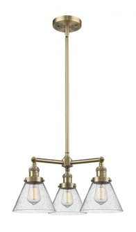 Cone - 3 Light - 22 inch - Antique Brass - Stem Hung - Chandelier (3442|207-AB-G44-LED)