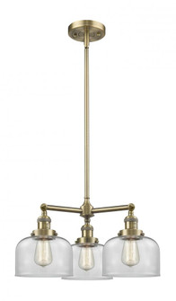 Bell - 3 Light - 22 inch - Antique Brass - Stem Hung - Chandelier (3442|207-AB-G72-LED)