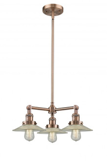 Halophane - 3 Light - 22 inch - Antique Copper - Stem Hung - Chandelier (3442|207-AC-G2-LED)