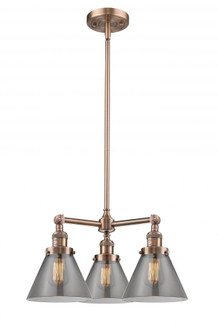 Cone - 3 Light - 22 inch - Antique Copper - Stem Hung - Chandelier (3442|207-AC-G43-LED)