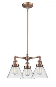 Cone - 3 Light - 22 inch - Antique Copper - Stem Hung - Chandelier (3442|207-AC-G44-LED)