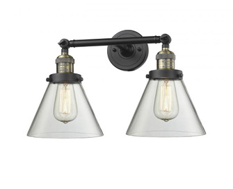 Cone - 2 Light - 18 inch - Black Antique Brass - Adjustable Bath Vanity Light (3442|208-BAB-G42-LED)