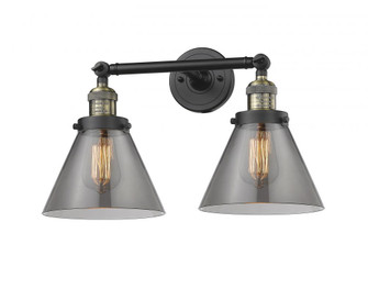 Cone - 2 Light - 18 inch - Black Antique Brass - Adjustable Bath Vanity Light (3442|208-BAB-G43-LED)