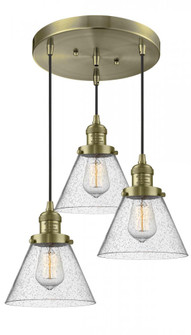 Large Cone 3 Light Multi-Pendant (3442|211/3-AB-G44)