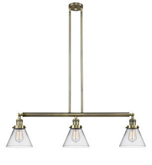 Cone - 3 Light - 40 inch - Antique Brass - Stem Hung - Adjustable Island Light (3442|213-AB-G42-LED)