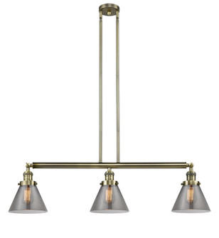 Cone - 3 Light - 40 inch - Antique Brass - Stem Hung - Adjustable Island Light (3442|213-AB-G43)
