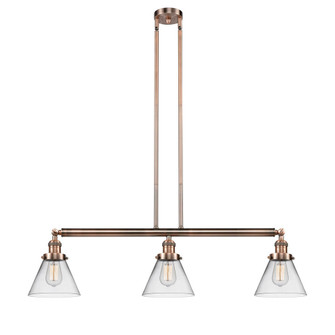 Cone - 3 Light - 40 inch - Antique Copper - Stem Hung - Adjustable Island Light (3442|213-AC-G42-LED)