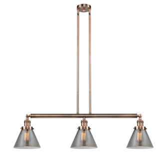 Cone - 3 Light - 40 inch - Antique Copper - Stem Hung - Adjustable Island Light (3442|213-AC-G43-LED)