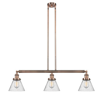 Cone - 3 Light - 40 inch - Antique Copper - Stem Hung - Adjustable Island Light (3442|213-AC-G44-LED)