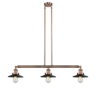 Railroad - 3 Light - 41 inch - Antique Copper - Stem Hung - Adjustable Island Light (3442|213-AC-M6BK-LED)