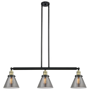 Cone - 3 Light - 40 inch - Black Antique Brass - Stem Hung - Adjustable Island Light (3442|213-BAB-G43-LED)