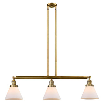 Cone - 3 Light - 40 inch - Brushed Brass - Stem Hung - Adjustable Island Light (3442|213-BB-G41-LED)