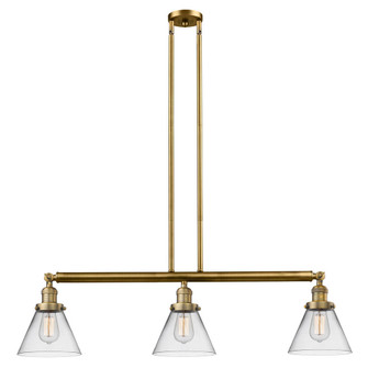 Cone - 3 Light - 40 inch - Brushed Brass - Stem Hung - Adjustable Island Light (3442|213-BB-G42-LED)