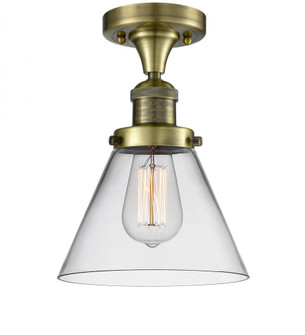 Cone - 1 Light - 8 inch - Antique Brass - Semi-Flush Mount (3442|517-1CH-AB-G42-LED)