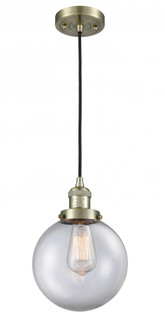 Beacon - 1 Light - 8 inch - Antique Brass - Cord hung - Mini Pendant (3442|201C-AB-G202-8-LED)