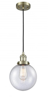 Beacon - 1 Light - 8 inch - Antique Brass - Cord hung - Mini Pendant (3442|201C-AB-G204-8-LED)