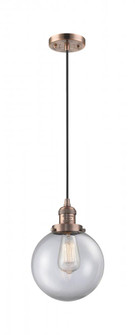 Beacon - 1 Light - 8 inch - Antique Copper - Cord hung - Mini Pendant (3442|201C-AC-G202-8-LED)