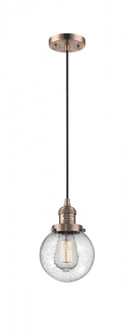 Beacon - 1 Light - 6 inch - Antique Copper - Cord hung - Mini Pendant (3442|201C-AC-G204-6-LED)