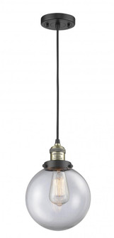 Beacon - 1 Light - 8 inch - Black Antique Brass - Cord hung - Mini Pendant (3442|201C-BAB-G202-8)