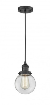 Beacon - 1 Light - 6 inch - Matte Black - Cord hung - Mini Pendant (3442|201C-BK-G202-6)