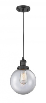 Beacon - 1 Light - 8 inch - Matte Black - Cord hung - Mini Pendant (3442|201C-BK-G202-8-LED)