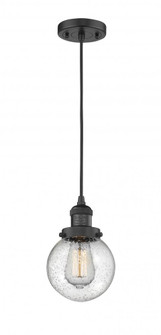 Beacon - 1 Light - 6 inch - Matte Black - Cord hung - Mini Pendant (3442|201C-BK-G204-6-LED)