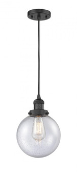 Beacon - 1 Light - 8 inch - Matte Black - Cord hung - Mini Pendant (3442|201C-BK-G204-8)