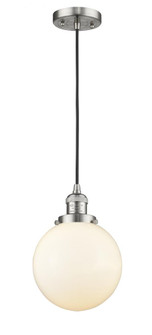 Beacon - 1 Light - 8 inch - Brushed Satin Nickel - Cord hung - Mini Pendant (3442|201C-SN-G201-8-LED)