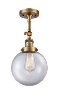 Beacon - 1 Light - 8 inch - Brushed Brass - Adjustable Semi-Flush Mount (3442|201F-BB-G202-8-LED)
