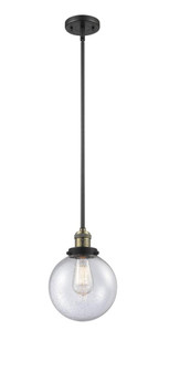 Beacon - 1 Light - 8 inch - Black Antique Brass - Stem Hung - Mini Pendant (3442|201S-BAB-G204-8-LED)