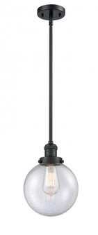 Beacon - 1 Light - 8 inch - Matte Black - Stem Hung - Mini Pendant (3442|201S-BK-G204-8-LED)