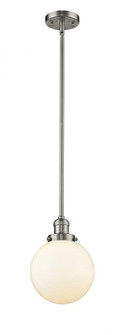 Beacon - 1 Light - 8 inch - Brushed Satin Nickel - Stem Hung - Mini Pendant (3442|201S-SN-G201-8-LED)