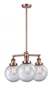 Beacon - 3 Light - 22 inch - Antique Copper - Stem Hung - Chandelier (3442|207-AC-G202-8)