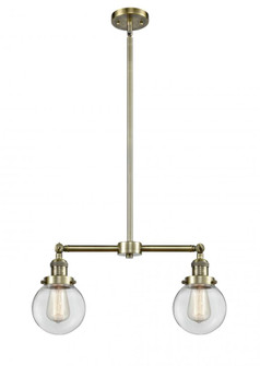 Beacon - 2 Light - 23 inch - Antique Brass - Stem Hung - Adjustable Island Light (3442|209-AB-G202-6-LED)