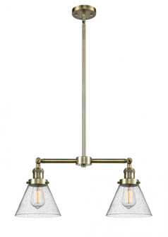Cone - 2 Light - 21 inch - Antique Brass - Stem Hung - Adjustable Island Light (3442|209-AB-G44-LED)