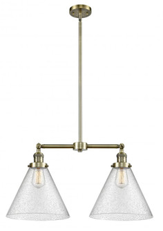 Cone - 2 Light - 21 inch - Antique Brass - Stem Hung - Adjustable Island Light (3442|209-AB-G44-L-LED)