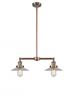 Halophane - 2 Light - 21 inch - Antique Copper - Stem Hung - Adjustable Island Light (3442|209-AC-G2-LED)