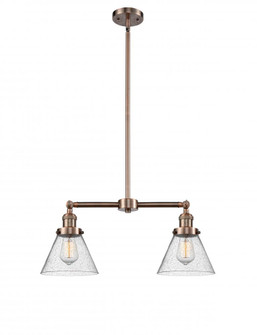 Cone - 2 Light - 21 inch - Antique Copper - Stem Hung - Adjustable Island Light (3442|209-AC-G44-LED)