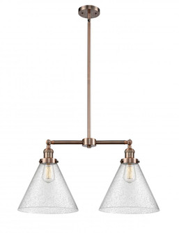 Cone - 2 Light - 21 inch - Antique Copper - Stem Hung - Adjustable Island Light (3442|209-AC-G44-L-LED)