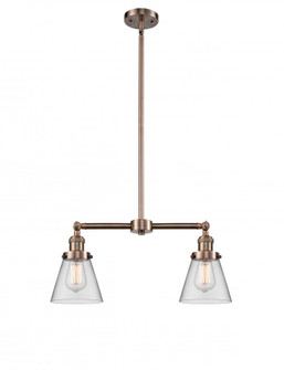 Cone - 2 Light - 21 inch - Antique Copper - Stem Hung - Adjustable Island Light (3442|209-AC-G62)