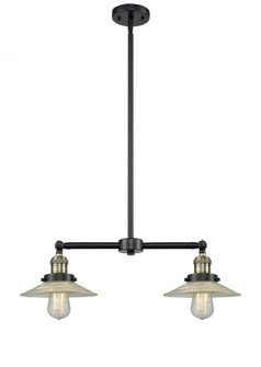 Halophane - 2 Light - 21 inch - Black Antique Brass - Stem Hung - Adjustable Island Light (3442|209-BAB-G2-LED)