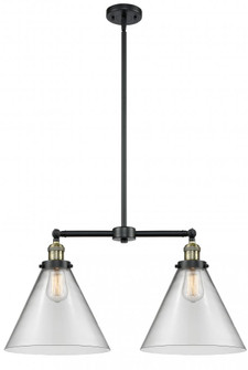 Cone - 2 Light - 21 inch - Black Antique Brass - Stem Hung - Adjustable Island Light (3442|209-BAB-G42-L)