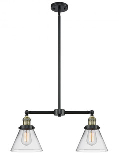 Cone - 2 Light - 21 inch - Black Antique Brass - Stem Hung - Adjustable Island Light (3442|209-BAB-G42-LED)