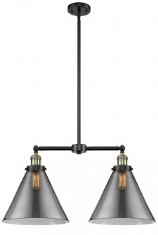 Cone - 2 Light - 21 inch - Black Antique Brass - Stem Hung - Adjustable Island Light (3442|209-BAB-G43-L)