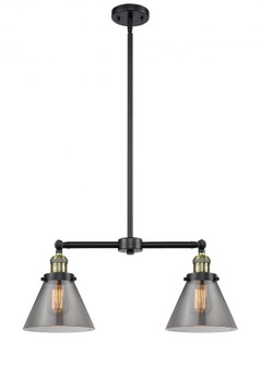 Cone - 2 Light - 21 inch - Black Antique Brass - Stem Hung - Adjustable Island Light (3442|209-BAB-G43-LED)