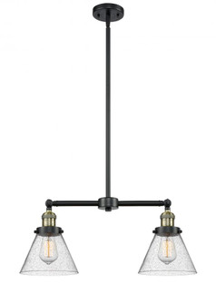 Cone - 2 Light - 21 inch - Black Antique Brass - Stem Hung - Adjustable Island Light (3442|209-BAB-G44-LED)